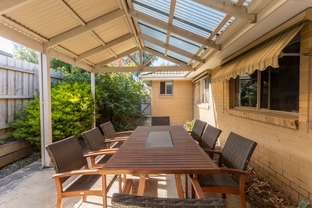 Undercover dining area in backyard