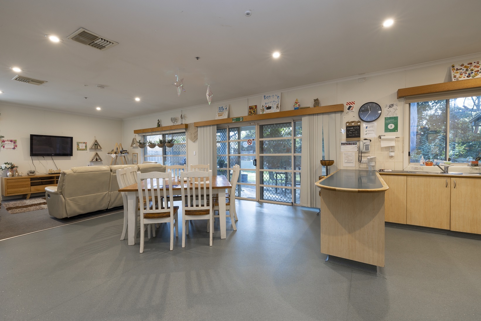 Kitchen dining and living area at SDA home in Dandenong