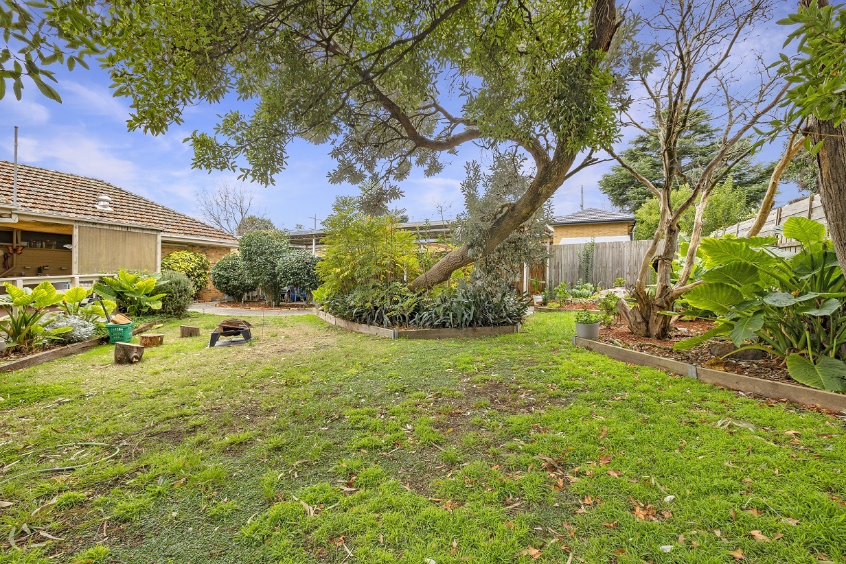 Spacious backyard area with view of main house